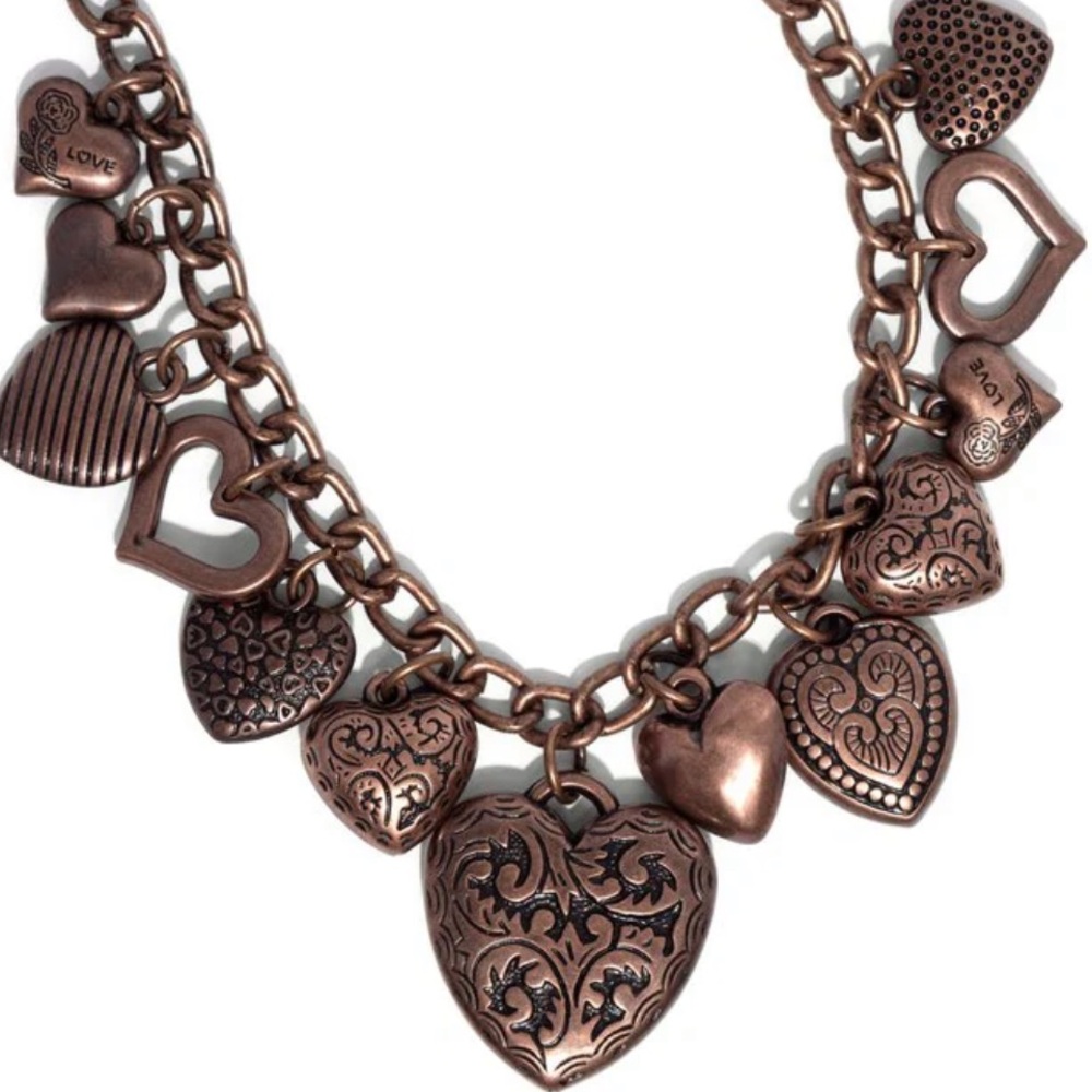 🤎🤎🤎 “HEART HANGOUT” COPPER NECKLACE WITH FREE EARRINGS ~ PAPARAZZI❗️🤎🤎🤎 - Picture 1 of 6